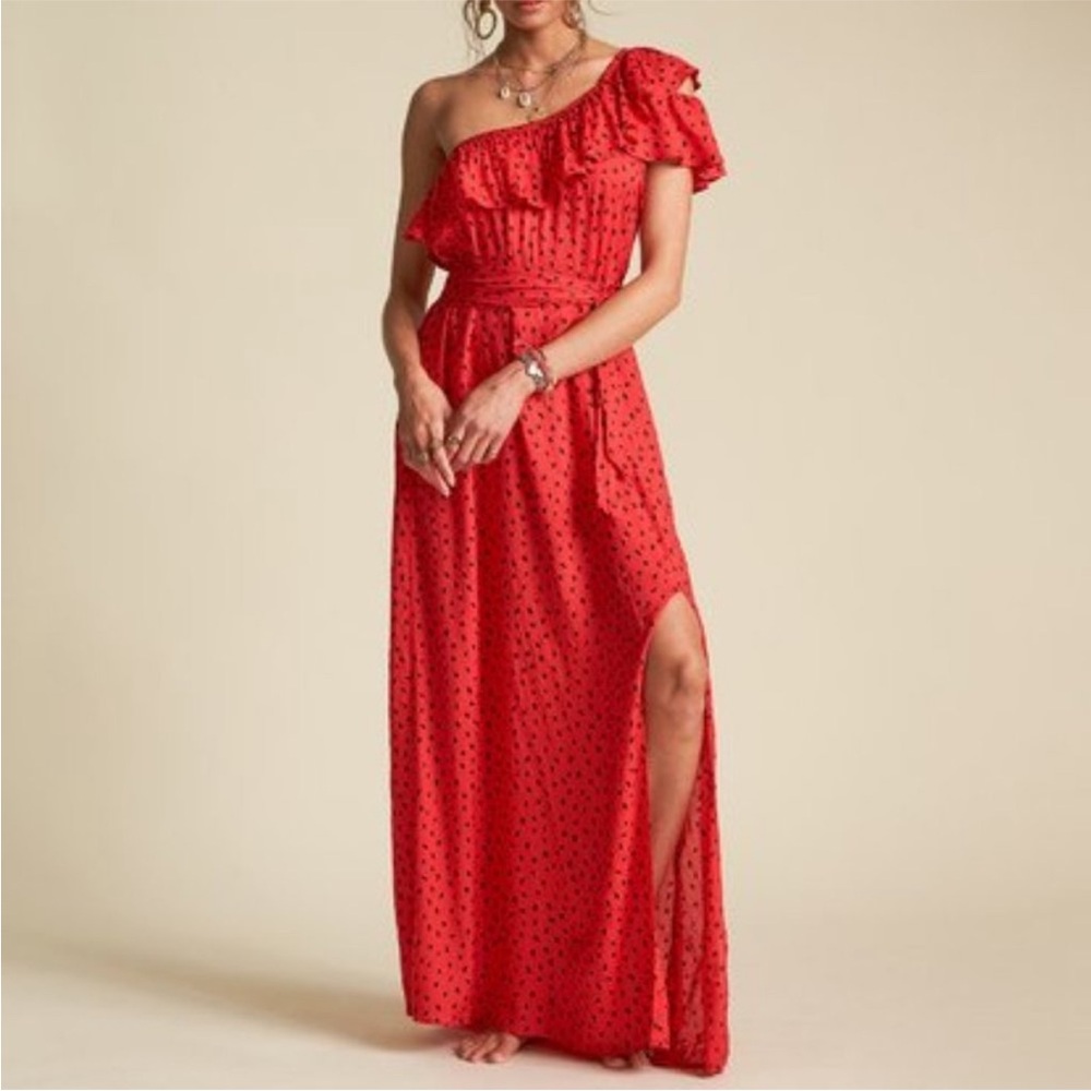 Billabong x Sincerely Red Jules "Your Side" Printed Maxi Dress Size L